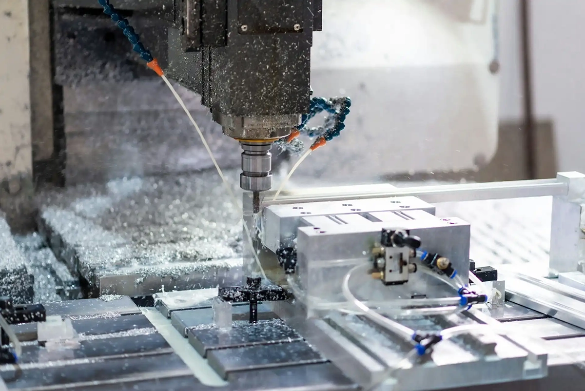 A piece of aluminium alloy being cut.